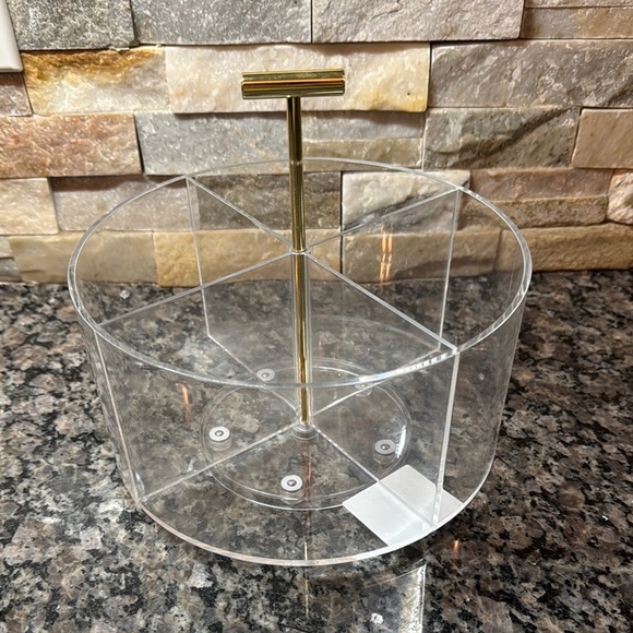 Clear Spin Acrylic Rotating Organizer with Gold Handle EUC - Picture 1 of 6